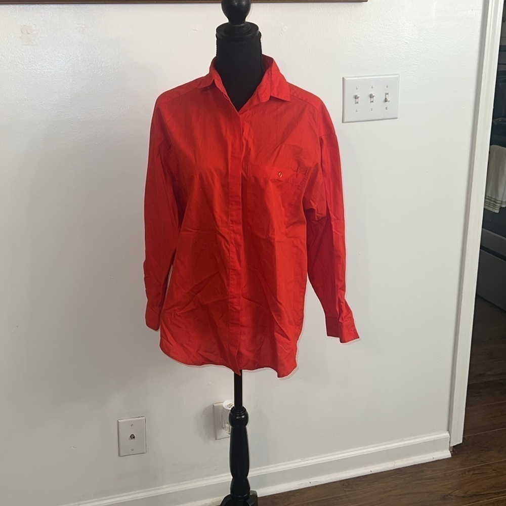 Vintage Red 1980s Diane von Furstenberg Blouse, sz M.